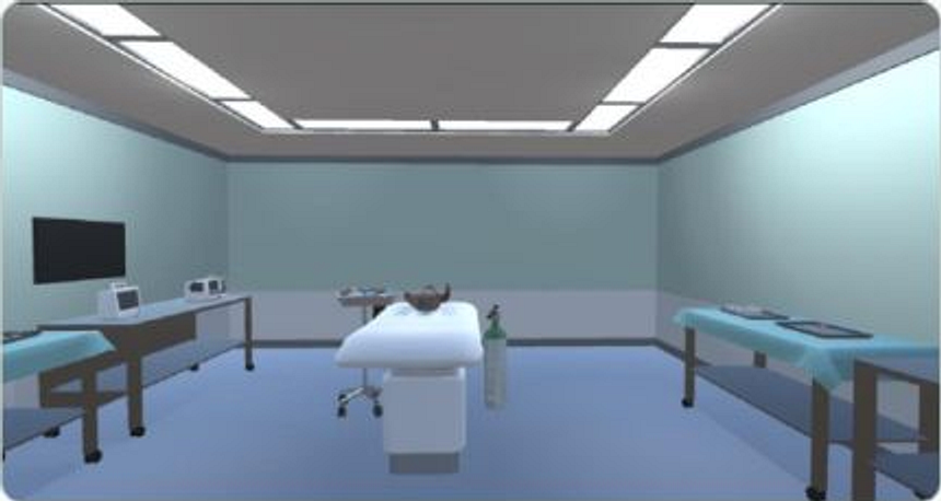 Escenario clínico tridimensional del simulador de RCP pediátrica